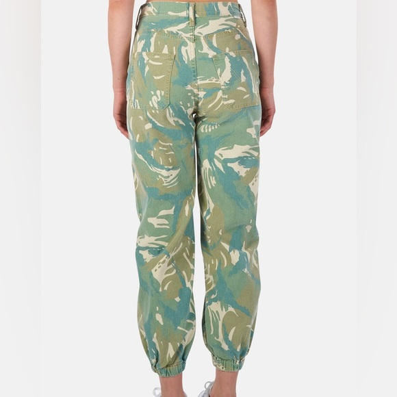 Mother The Wrapper Patch Ultra High Waist 31/L Green Tropical Camo Ankle Jogger - Picture 14 of 16